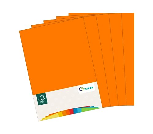 MADE IN EU 10 Blatt Bastelkarton ORANGE A4 210 g/m² CS Paper - Bastelpapier, Fotokarton, Tonpapier zum Basteln, Falten und Zeichnen im Format DIN A4. Farbkarton für den Heim- & Bürobedarf von CS Webkontor