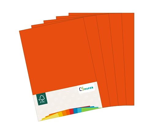 MADE IN EU 10 Blatt Bastelkarton ROTORANGE A4 210 g/m² CS Paper - Bastelpapier, Fotokarton, Tonpapier zum Basteln, Falten und Zeichnen im Format DIN A4. Farbkarton für den Heim- & Bürobedarf von CS Webkontor