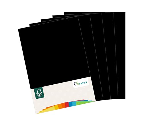 MADE IN EU 10 Blatt Bastelkarton SCHWARZ A4 210 g/m² CS Paper - Bastelpapier, Fotokarton, Tonpapier zum Basteln, Falten und Zeichnen im Format DIN A4. Farbkarton für den Heim- & Bürobedarf von CS Webkontor