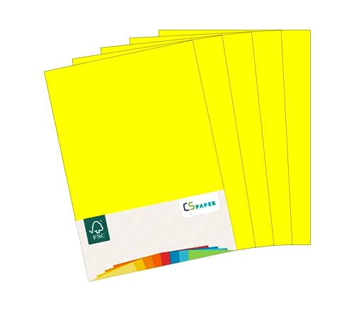MADE IN EU 20 Blatt farbiges Papier NEONGELB A4 80 g/m² CS Paper - Druckerpapier, Kopierpapier, Universalpapier zum Drucken, Basteln & Falten im Format DIN A4. Papier für den Heim- & Bürobedarf von CS Webkontor