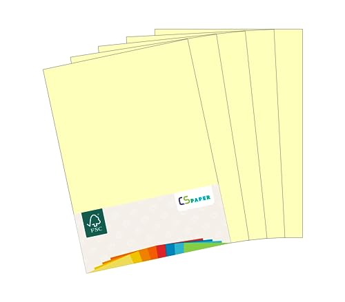 MADE IN EU 50 Blatt farbiges Papier HELLGELB A4 80 g/m² CS Paper - Druckerpapier, Kopierpapier, Universalpapier zum Drucken, Basteln & Falten im Format DIN A4. Papier für den Heim- & Bürobedarf von CS Webkontor