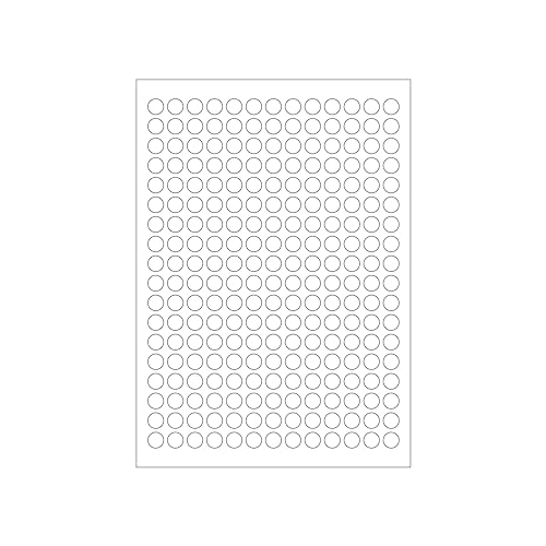MADE IN GERMANY 1.170 Etiketten selbstklebend 12 mm rund weiß permanent klebend auf Bogen A4 (5 Bögen x 234 Etik.) CS Label – Universaletiketten zum Beschriften und Bedrucken. von CS Webkontor