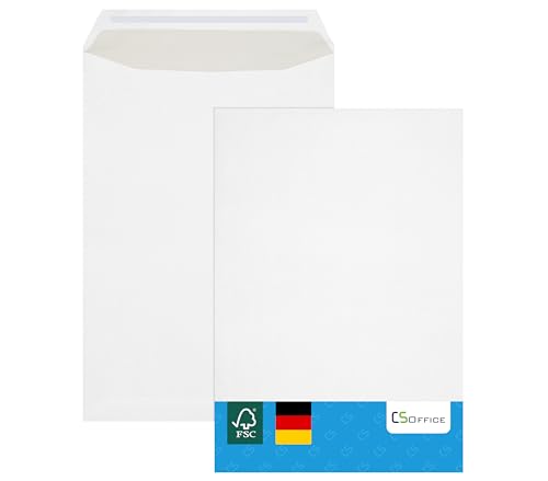 MADE IN GERMANY 100 Briefumschläge C4 haftklebend ohne Fenster CS Webkontor - Umschläge aus 100 g/m² Kraftpapier - Umschlag in weiß für Briefe, Geschäftspost, tägliche Korrespondenz, Mailings usw. von CS Webkontor