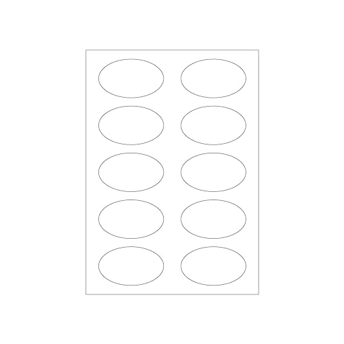 MADE IN GERMANY 100 ovale Etiketten selbstklebend 80 x 47 mm weiß permanent klebend auf Bogen A4 (10 Bögen x 10 Etik.) CS Label – Universaletiketten zum Beschriften und Bedrucken. von CS Webkontor