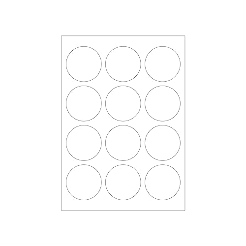 MADE IN GERMANY 120 Etiketten selbstklebend 60 mm rund weiß permanent klebend auf Bogen A4 (10 Bögen x 12 Etik.) CS Label – Universaletiketten zum Beschriften und Bedrucken. von CS Webkontor