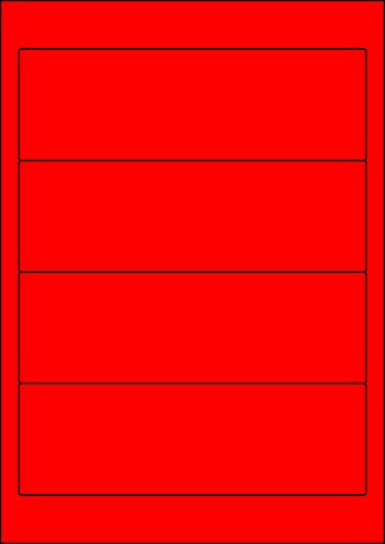 MADE IN GERMANY 40 Etiketten selbstklebend farbig LEUCHTROT 61 x 190 mm Rückenetiketten für breite Ordner auf Bogen A4 (10 Bögen x 4 Etik.) CS Label – Universaletiketten zum Beschriften und Bedrucken von CS Webkontor