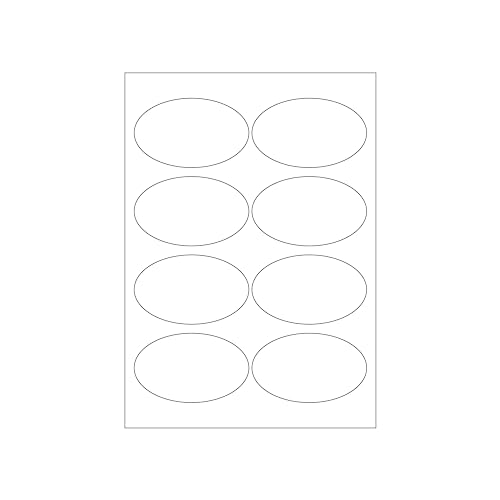 MADE IN GERMANY 40 ovale Etiketten selbstklebend 96 x 57,5 mm weiß permanent klebend auf Bogen A4 (5 Bögen x 8 Etik.) CS Label – Universaletiketten zum Beschriften und Bedrucken. von CS Webkontor