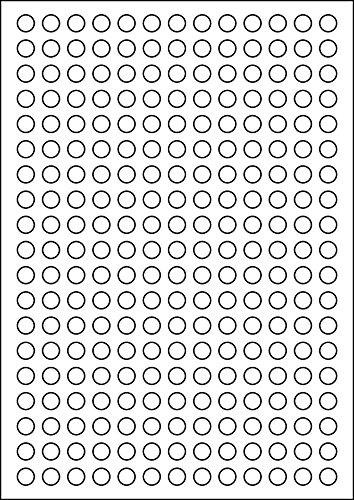 MADE IN GERMANY 6.175 Etiketten selbstklebend rund 10 mm weiß permanent klebend auf Bogen A4 (25 Bögen x 247 Etik.) CS Label – Universaletiketten zum Beschriften und Bedrucken von CS Webkontor