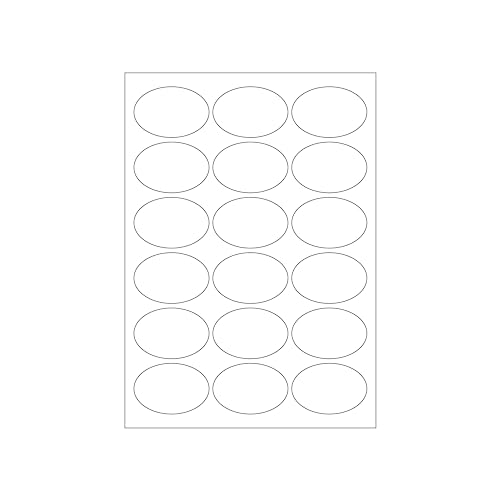 MADE IN GERMANY 90 ovale Etiketten selbstklebend 63,5 x 42,3 mm weiß permanent klebend auf Bogen A4 (5 Bögen x 18 Etik.) CS Label – Universaletiketten zum Beschriften und Bedrucken. von CS Webkontor