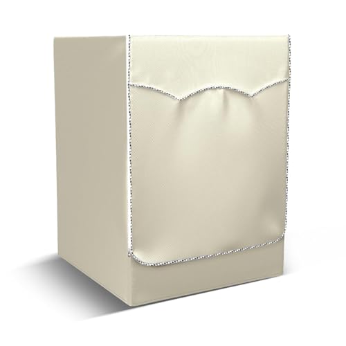 Waschmaschine Abdeckung, 420D Oxford Wasserdicht Staubdicht Schmutzabweisend UV-Beständig Deckel Schutzhülle Reißverschluss, vollautomatische Top Frontlader Wäschetrockner (Beige,60×53×85cm) von CSARPECT