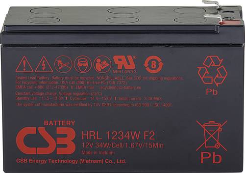 CSB Battery HRL 1234W high-rate longlife HRL1234WF2-FR Bleiakku 12V 8.5Ah Blei-Vlies (AGM) (B x H x von CSB Battery