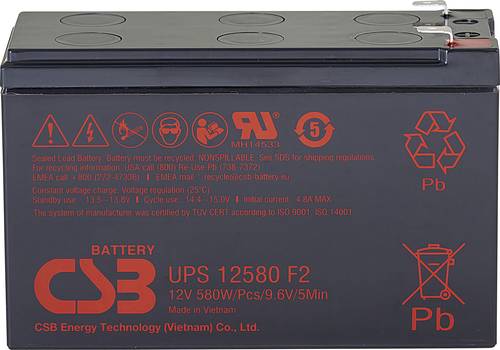 CSB Battery UPS 12580high-rate UPS12580F2 Bleiakku 12V 9.4Ah Blei-Vlies (AGM) (B x H x T) 151 x 99 x von CSB Battery