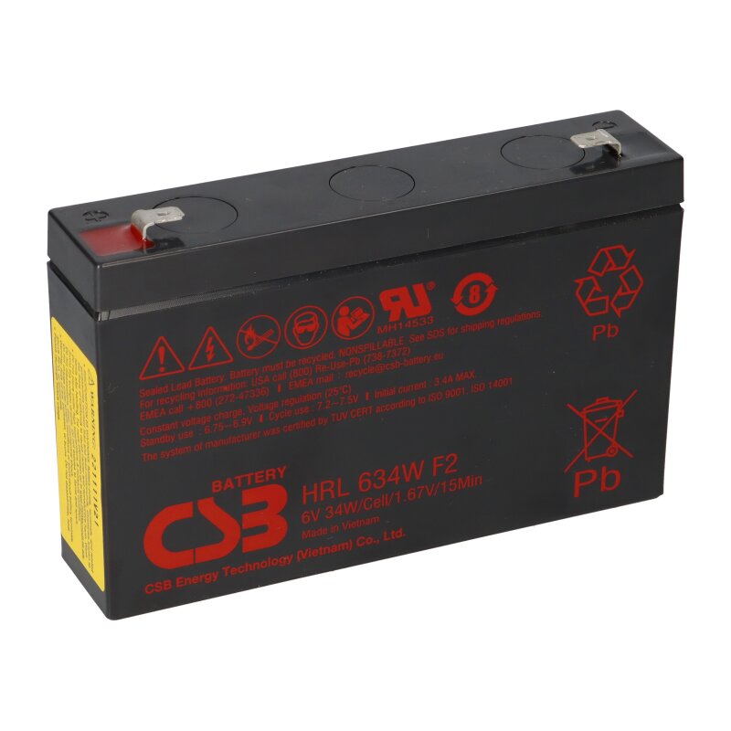 Bleiakku 6V 8,2Ah F2 kompatibel zu UP-RW0645Ch1 UP-RW0645P1 NPW45-6 Bleiakku 6V 8,2Ah F2 kompatibel zu UP-RW0645Ch1 UP-RW0645P1 NPW45-6 von CSB