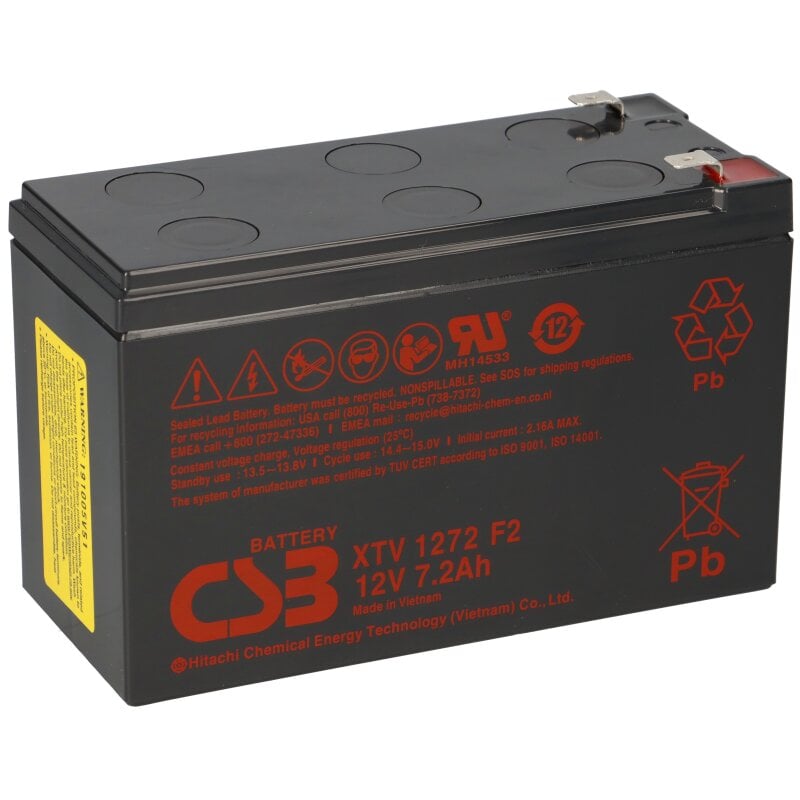 CSB AGM Bleiakku 12V 7,2Ah XTV1272 F2 6,3mm extreme temperature CSB AGM Bleiakku 12V 7,2Ah XTV1272 F2 6,3mm extreme temperature von CSB