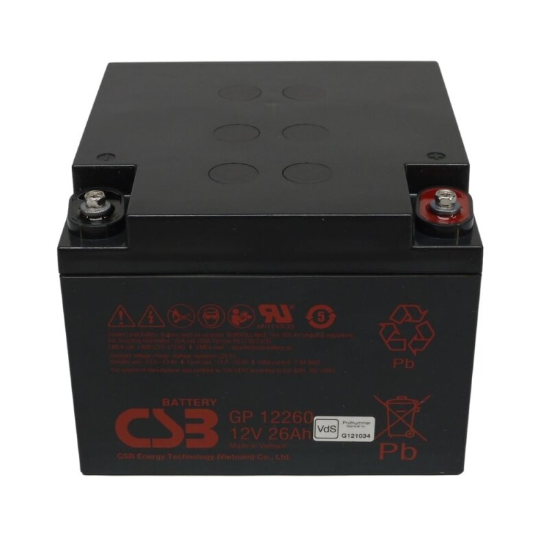 CSB Blei Akku GP12260 12V 26Ah M5 Innengewinde VdS von CSB