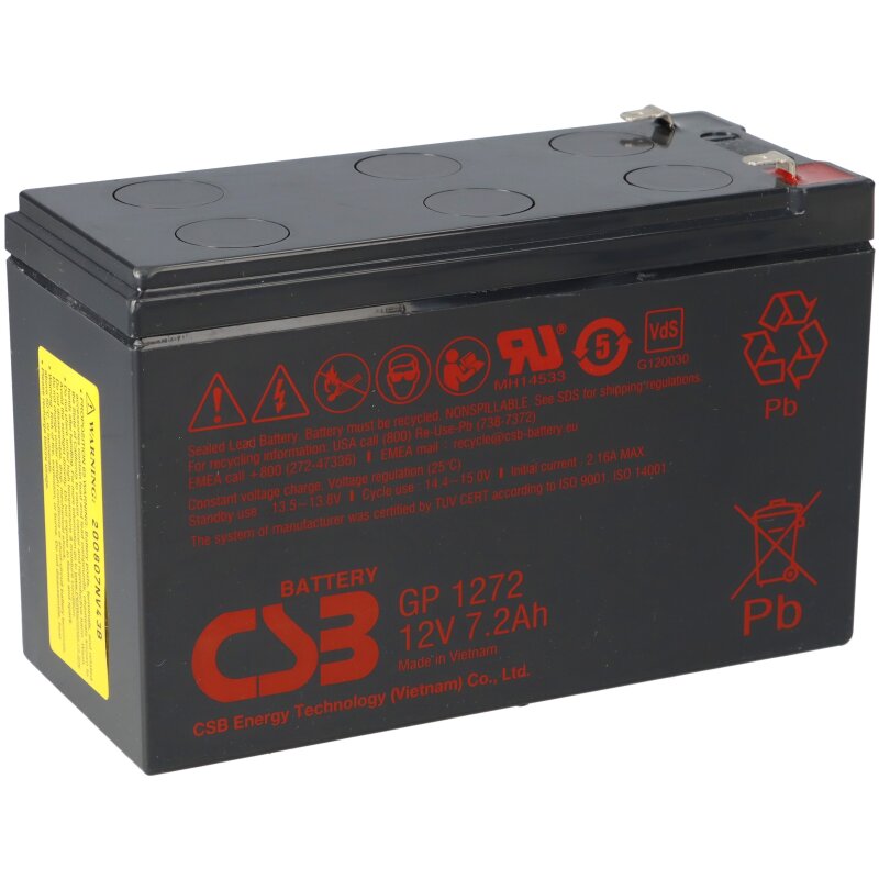 CSB Blei-Akku GP1272 F1 12V 7,2Ah AGM 4,8mm Faston VDS CSB Blei-Akku GP1272 F1 12V 7,2Ah AGM 4,8mm Faston VDS von CSB