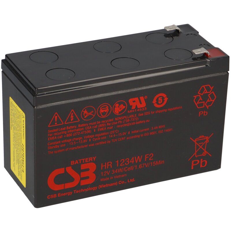 CSB Bleiakku 12V 8,4Ah HR 1234W F2 12V 34W 1,67V/15Min AGM Blei Accu Hochstrom von CSB