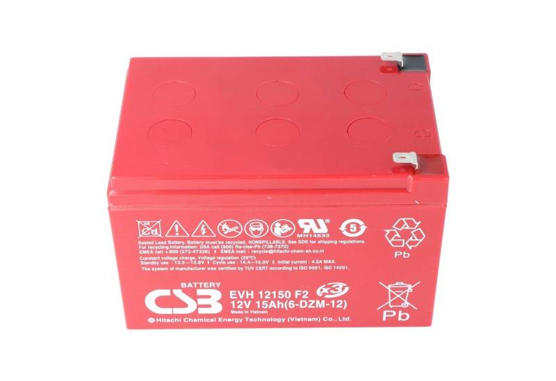 CSB CSB-EVH12150X3 12 Volt AGM Bleiakku 15Ah, 151x98x101,8mm Faston 6,3mm Akku 15000 mAh (12,0 V) von CSB
