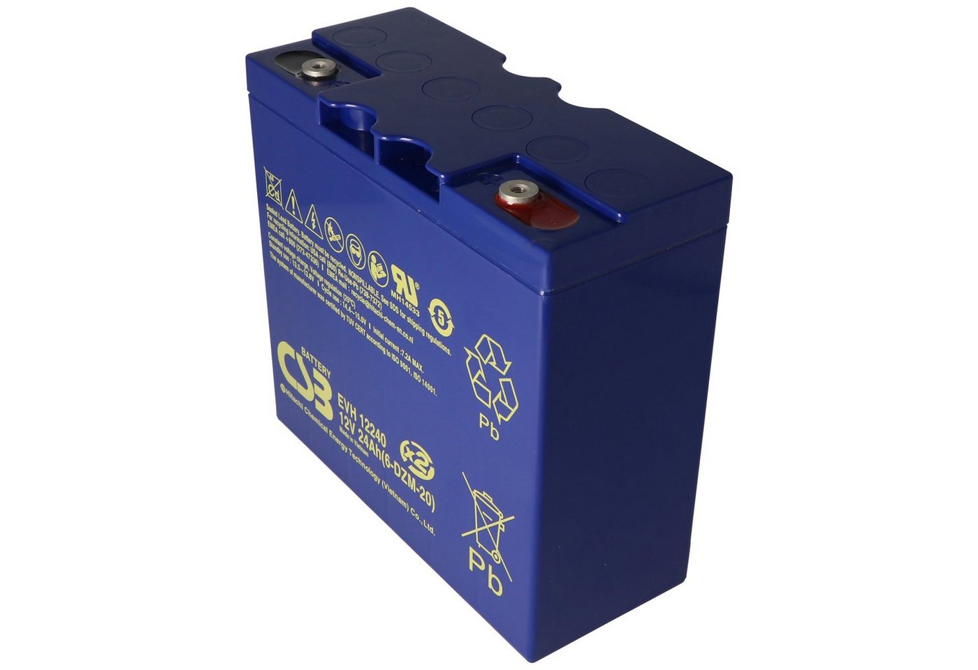 CSB CSB-EVH12240 12 Volt AGM Bleiakku 24Ah, 181x76,2x178mm M5 Innengewind Akku 24000 mAh (12,0 V) von CSB