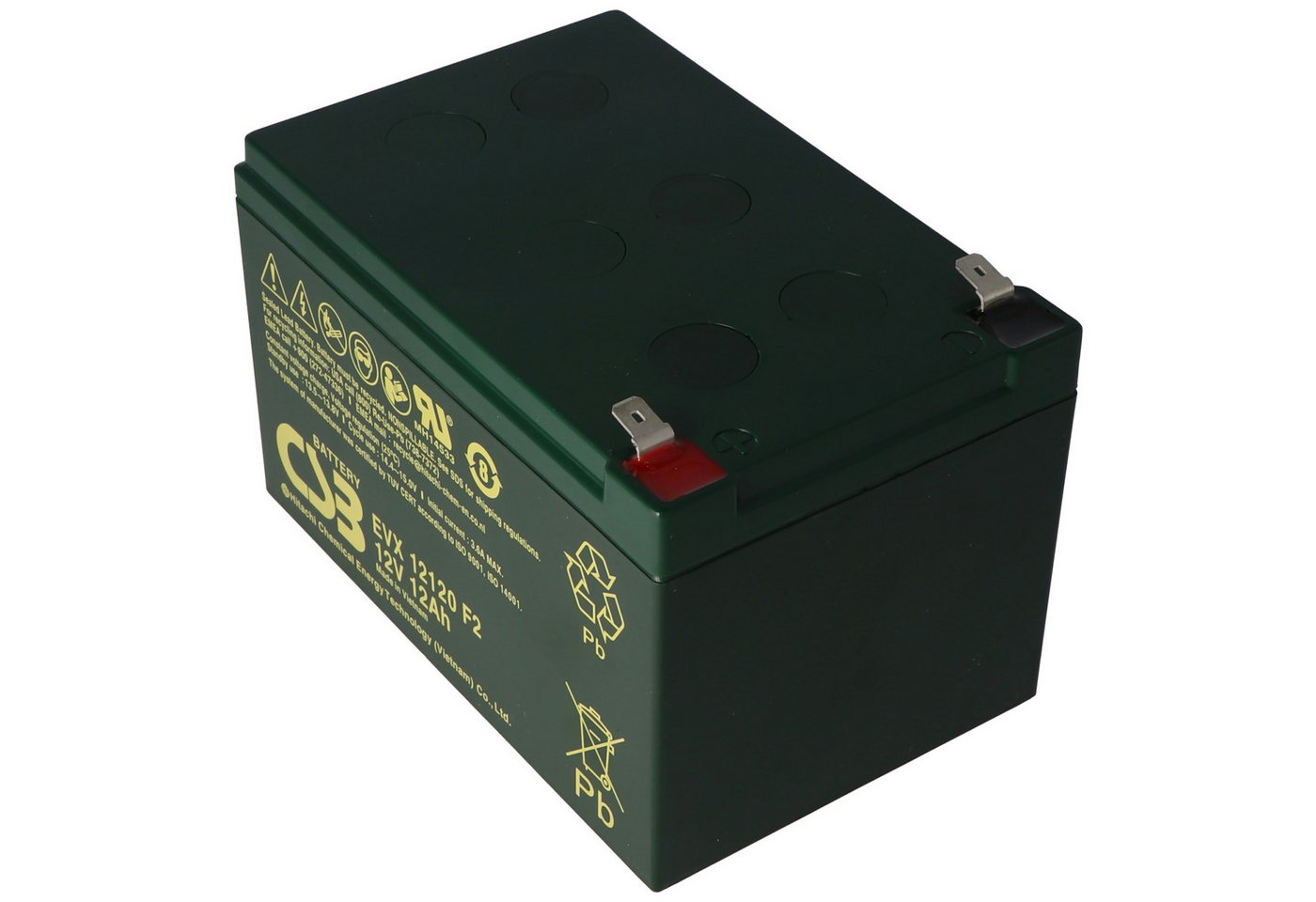 CSB CSB-EVX12120F2 12 Volt AGM Bleiakku 12Ah, 151x98x100mm Faston 6,3mm Z Akku 12000 mAh (12,0 V) von CSB