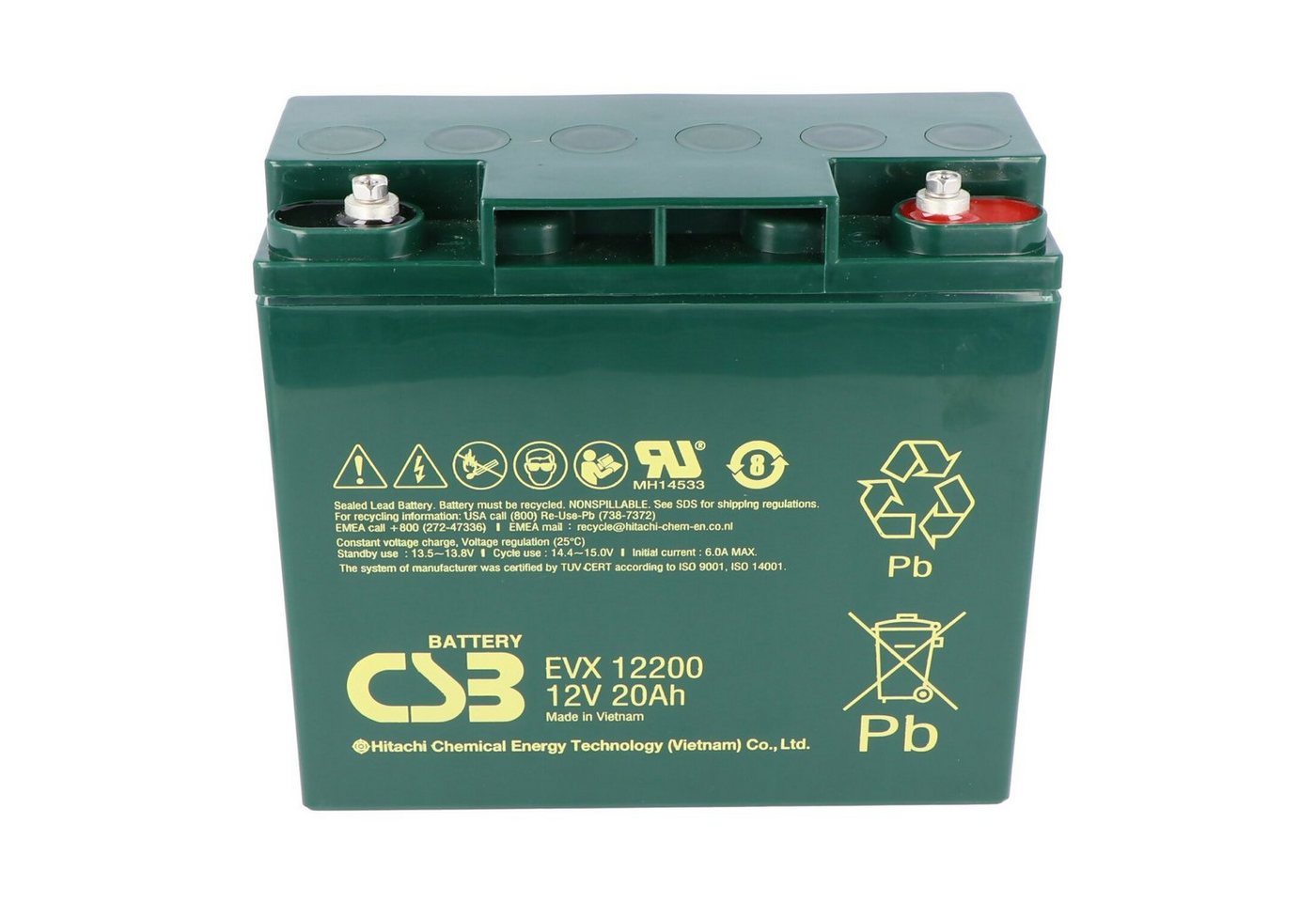 CSB CSB-EVX12200 12 Volt AGM Bleiakku 20Ah, 181x76,2x167mm, zyklenfest, M Akku 20000 mAh (12,0 V) von CSB