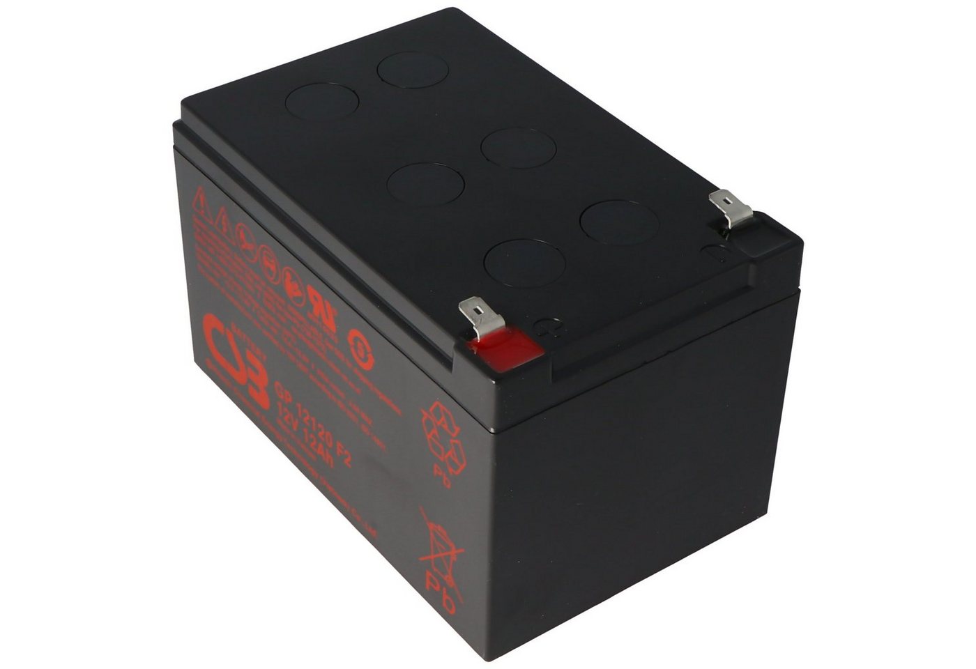 CSB CSB-GP12120F2 12 Volt VdS AGM Bleiakku 12Ah, 151x98x100mm Faston 6,3m Akku 12000 mAh (12,0 V) von CSB