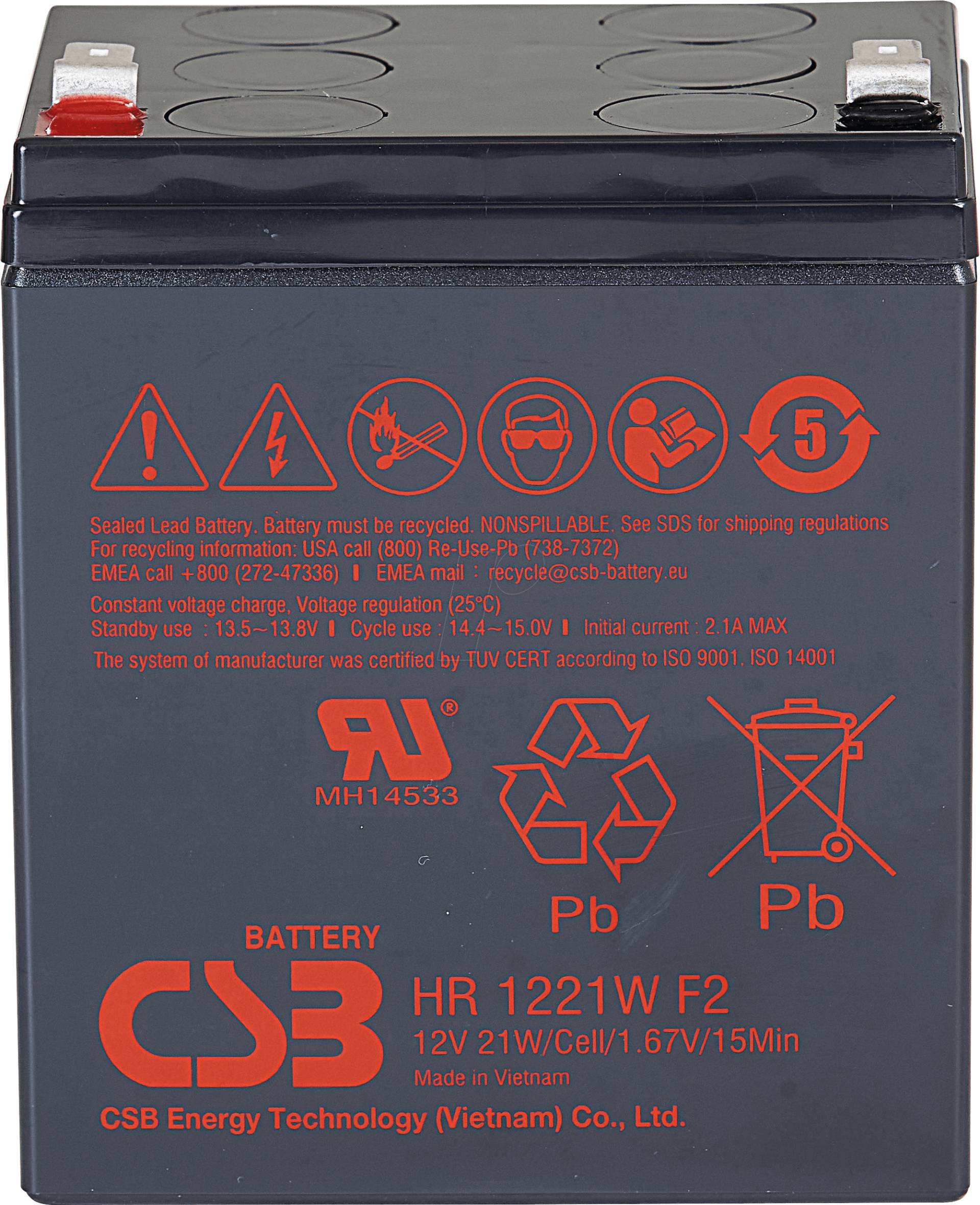 CSB HR1221WF2 - Blei-Vlies-Akku, Hochstromakku, 12 V, 21 W von CSB