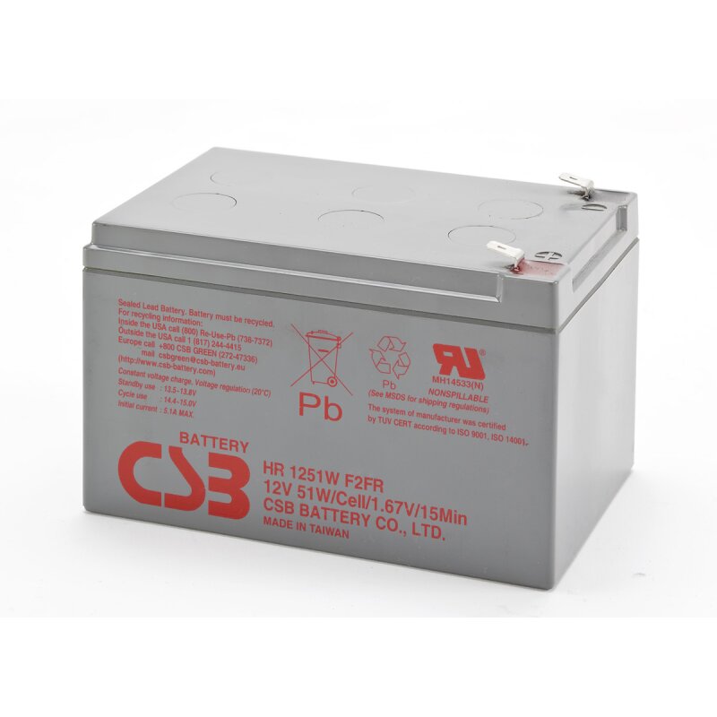 CSB Hochstrom Bleiakku HR1251W 12V 51W - 12Ah Faston 6,3mm CSB Hochstrom Bleiakku HR1251W 12V 51W - 12Ah Faston 6,3mm von CSB