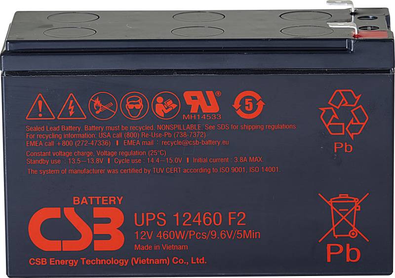 CSB UPS12460 - Blei-Vlies-Akku, 12 V, 9,6 Ah, Hochstromakku von CSB