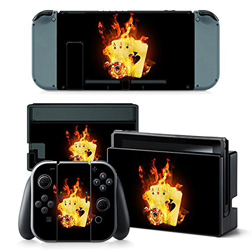 Nintendo Switch Skin Design Foils Aufkleber Schutzfolie Set - Burning Cards Motiv von CSBC / Playstation + XBOX Skins