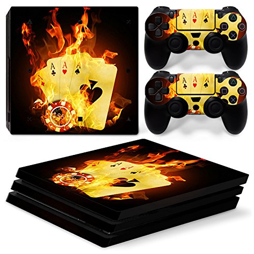 Sony PS4 Playstation 4 Pro Skin Design Foils Aufkleber Schutzfolie Set - Burning Cards Motiv von CSBC / Playstation + XBOX Skins