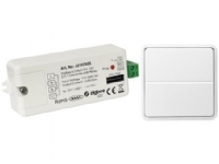 Pakkeløsning som indeholder en Zigbee 1-10V modtager + et batteriløst tryk som er forprogrammmeret og klar til brug von CSDK-SL