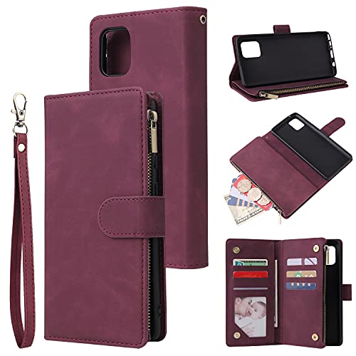 Handy-Klapphülle kompatibel mit Samsung Galaxy A81/Note 10 Lite, hochwertiges weiches PU-Leder, Reißverschluss, Klapphülle mit Handschlaufe, Kartenschlitz, Ständer, Schutzhülle, Handyschutz, Weinrot Handy-Klapphülle kompatibel mit Samsung Galaxy A81/Note 10 Lite, hochwertiges weiches PU-Leder, Reißverschluss, Klapphülle mit Handschlaufe, Kartenschlitz, Ständer, Schutzhülle, Handyschutz, Weinrot von CSHNB
