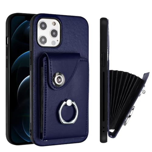 Handy-Klapphülle kompatibel mit iPhone 12 Pro Max, Brieftaschen-Schutzhülle mit Kartenhalter, PU-Leder, Magnetknopf, stoßfest, 360° drehbar, Fingerhalter, Ständer, Schutzhülle, Handyschutz (B Handy-Klapphülle kompatibel mit iPhone 12 Pro Max, Brieftaschen-Schutzhülle mit Kartenhalter, PU-Leder, Magnetknopf, stoßfest, 360° drehbar, Fingerhalter, Ständer, Schutzhülle, Handyschutz (B von CSHNB