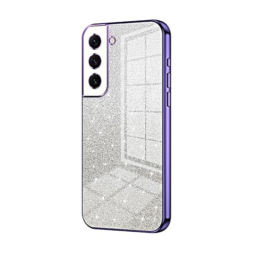 Handyhülle Kompatibel mit Samsung Galaxy S22 Hülle, klare Glitzer-Galvanik-Hybrid-Schutzhülle, schlanke, transparente, Kratzfeste und stoßdämpfende TPU-Stoßfängerhülle Compatible with S22 Langlebiger von CSHNB