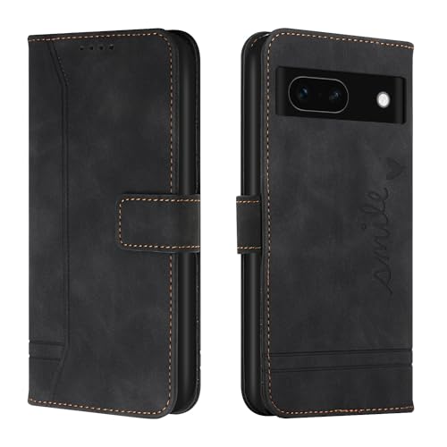Klapphülle fürs Handy Kompatibel mit Google Pixel 8A Wallet Case, stoßfeste TPU-Schutzhülle, PU-Leder-Handyhülle, magnetisches Flip-Folio-Lederetui, Kartenhalter Handyschutz(Black) von CSHNB