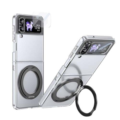 Klapphülle fürs Handy Kompatibel mit Samsung Galaxy Z Flip 4 Hülle mit Displayschutzfolie, 360° drehbarem Ringständer, stoßfester, durchscheinender Schutzhülle in Militärqualität, kristallklar Handysc Klapphülle fürs Handy Kompatibel mit Samsung Galaxy Z Flip 4 Hülle mit Displayschutzfolie, 360° drehbarem Ringständer, stoßfester, durchscheinender Schutzhülle in Militärqualität, kristallklar Handysc von CSHNB
