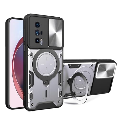 Kompatibel mit Xiaomi Poco F5 Pro/Redmi K60 5G/Redmi K60 Pro Hülle mit Schiebe-Kamera-Abdeckung, [Militärischer Fallschutz], Hülle mit Ring, harter PC, Anti-Drop, stoßfeste Schutzhülle von CSHNB
