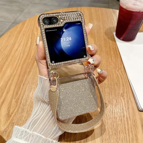 Schutzhülle für Samsung Galaxy Z Flip 5 5G, Fallschutz, stoßfest, glänzend, ultradünn, Rundumschutz, robuste Schutzhülle mit Leder-Handschlaufe Schutzhülle für Samsung Galaxy Z Flip 5 5G, Fallschutz, stoßfest, glänzend, ultradünn, Rundumschutz, robuste Schutzhülle mit Leder-Handschlaufe von CSHNB