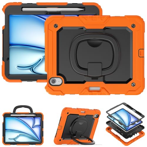Schutzhülle für Tablet PC, Silikon, kompatibel mit iPad Air 11 Zoll (M3) 2025, mit Stifthalter und Displayschutz, robuste Rundumschutzhülle mit drehbarem Griff (Oran von CSHNB