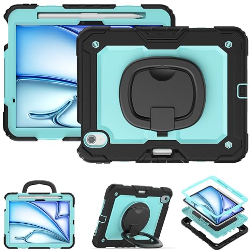 Schutzhülle für Tablet PC, Silikon, kompatibel mit iPad Air 11 Zoll (M3) 2025, mit Stifthalter und Displayschutz, robuste Rundumschutzhülle mit drehbarem Griff Schutz (Light) von CSHNB