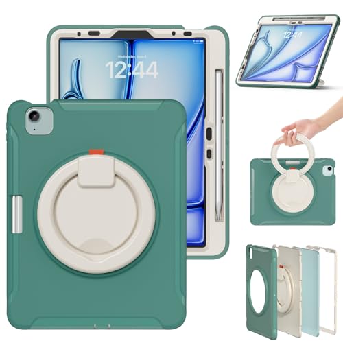 Schutzhülle für Tablet PC, kompatibel mit iPad Air 11 Zoll (2024), Air 6. Generation, Hybrid-Schutzhülle mit drehbarem Griff und Ständer, kinderfreundliches Design, Schutz (Eme von CSHNB