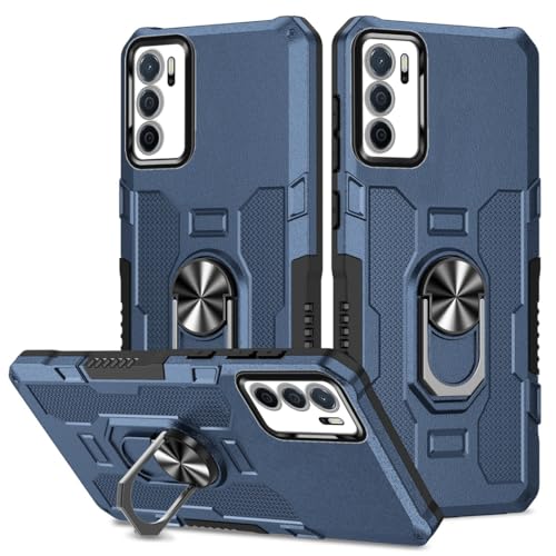 Schutzhülle kompatibel mit Oppo A16, mit drehbarem Ringständer, strapazierfähig, stoßfest, stoßfest, harte Polycarbonat-Schutzhülle, kompatibel mit Oppo A16, langlebiger Schutz (blau) von CSHNB