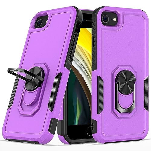 Schutzhülle kompatibel mit iPhone 6G/7G/8G, Ganzkörperhülle, strapazierfähig, stoßfest, Metallring, Ständer, Schutzhülle, kompatibel mit iPhone 6G/7G/8G, langlebiger Schutz (lila) von CSHNB