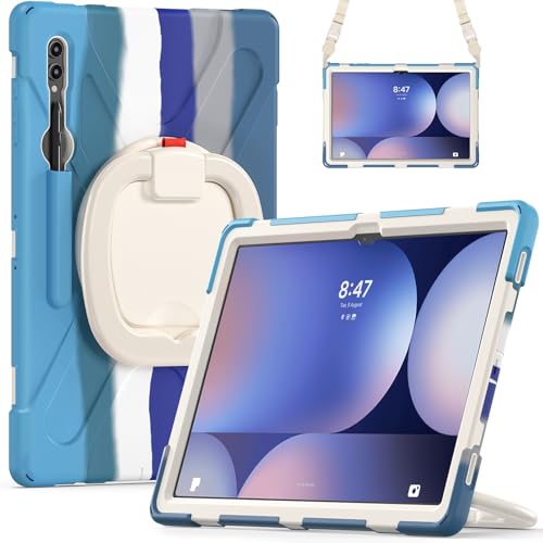 Tablet PC Hülle, Robuste Stoßfeste Schutzhülle Kompatibel mit Samsung Galaxy Tab S9 Ultra 14.6 Zoll SM-X910 2023 mit 360° Drehbar Ständer, Schultergurt/Schultergurt, Kompatibel mit Tablet von CSHNB