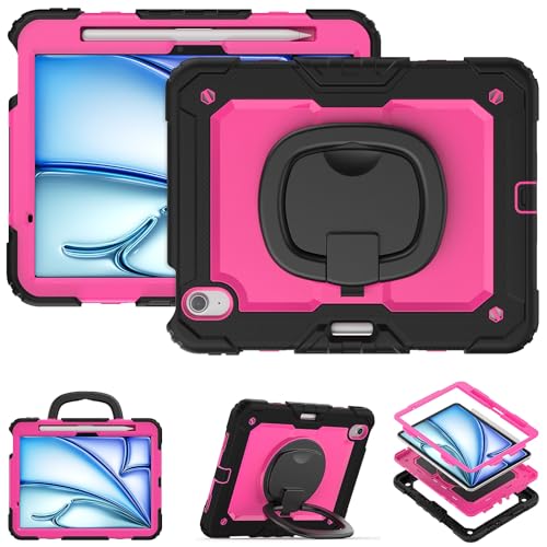 Tablet-PC-Hülle, kompatibel mit iPad Air 27,9 cm (11 Zoll) (M3) 2025, Hülle mit Stifthalter und Displayschutzfolie, Ganzkörper-Schutzhülle, robuste Abdeckung, drehbarer Griff, Silikonhülle, Schutz von CSHNB