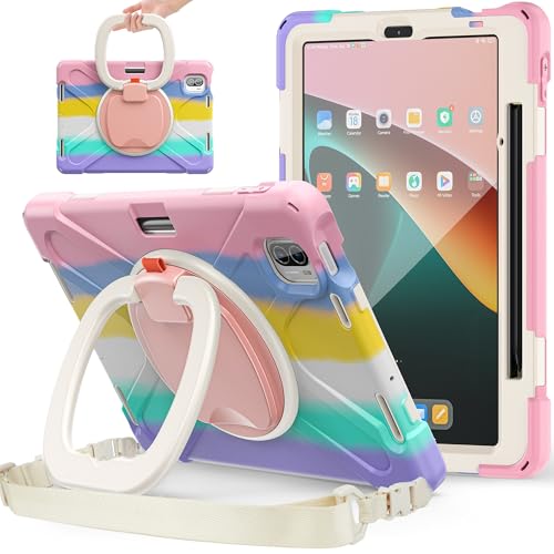 Tablet PC Hülle Hülle kompatibel mit Xiaomi Mi Pad 5/MiPad 5 Pro 11 Zoll, 2021 erschienen, robuste stoßfeste TPU-Kinderhülle, 360 Grad drehbare Multifunktions-Griffhalterung + robuste Hülle mit Schult von CSHNB