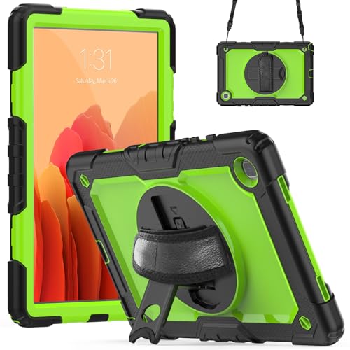 Tablet PC Hülle Kompatibel mit Samsung Galaxy Tab A7 10.4 Zoll SM-T500/T505 (2020) Hülle mit Displayschutzfolie, [Standard] [Schultergurt] Stoßfest robuste Hülle 360° drehbarer Handgurt und Skull von CSHNB