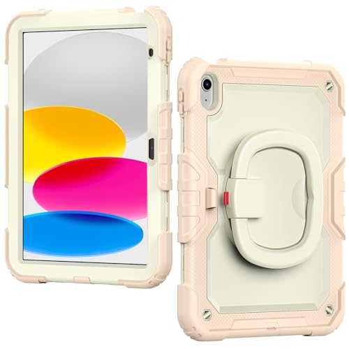 Tablet PC Hülle Kompatibel mit iPad 11th Generation A16 11 Zoll 2025 Hülle mit Displayschutzfolie, Robuste, volle Schutzhülle mit Schwenkbarem Griff und Silikonhülle Schutz (Rose Gold) von CSHNB