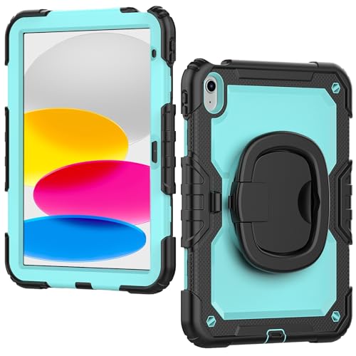 Tablet PC Hülle Kompatibel mit iPad 11th Generation A16 11 Zoll 2025 Hülle mit Displayschutzfolie, Robuste, volle Schutzhülle mit drehbarem Griff und Silikonhülle Schutz(Light Blue 3) von CSHNB